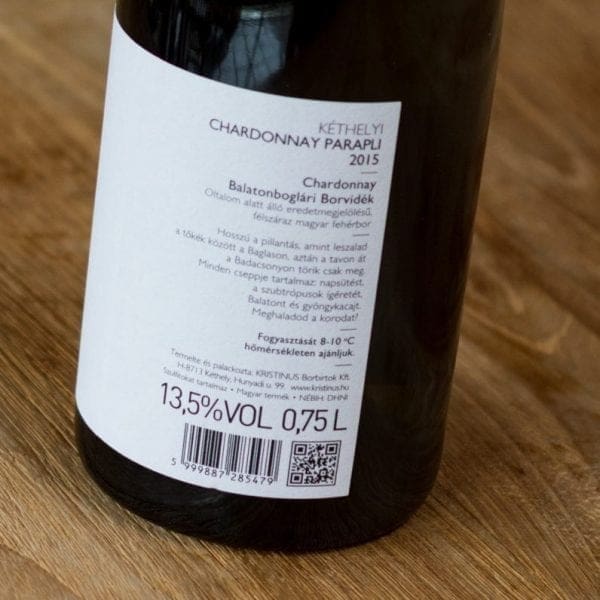 Kristinus Chardonnay Parapli label back